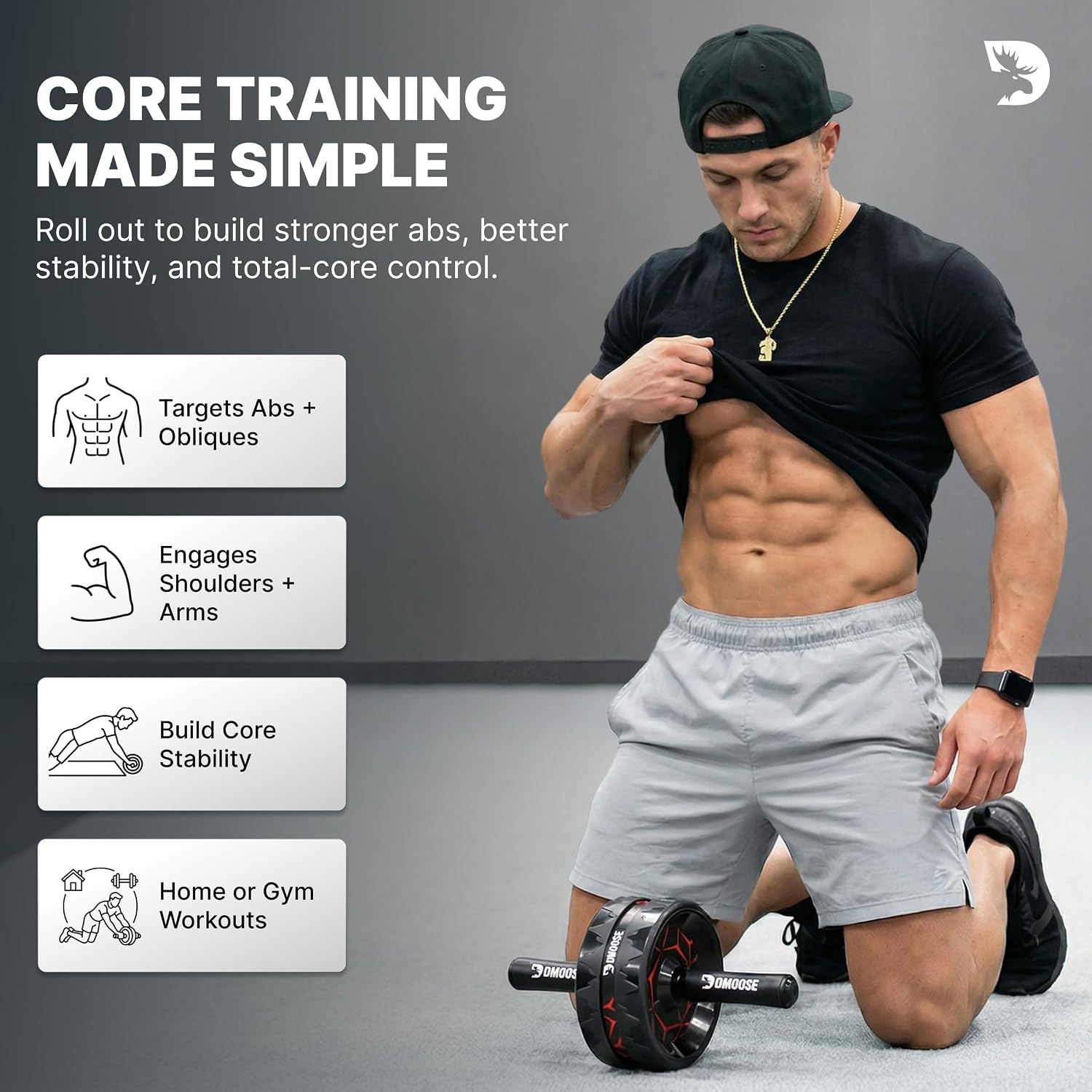 Ab Roller Wheel with Elbow Support & 2 Knee Pads - Abdominal Exercise Trainer for Core Strength Training - Ultimate