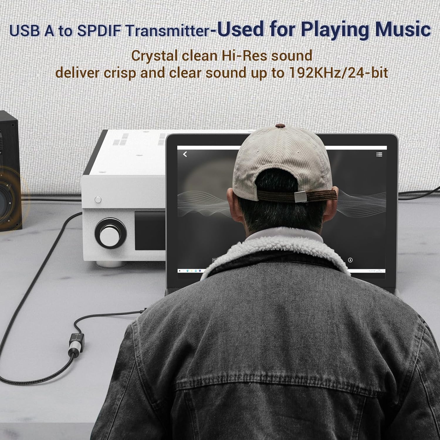 USB A to TOSLINK Optical Audio Adapter, Unidirectional USB Type A to SPDIF Digital Converter, S/PDIF Transmitter for