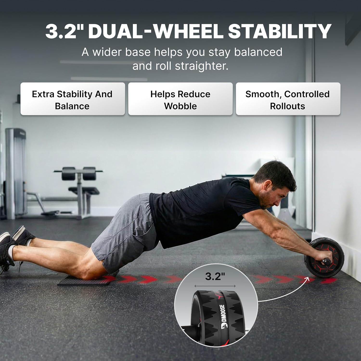 Ab Roller Wheel with Elbow Support & 2 Knee Pads - Abdominal Exercise Trainer for Core Strength Training - Ultimate