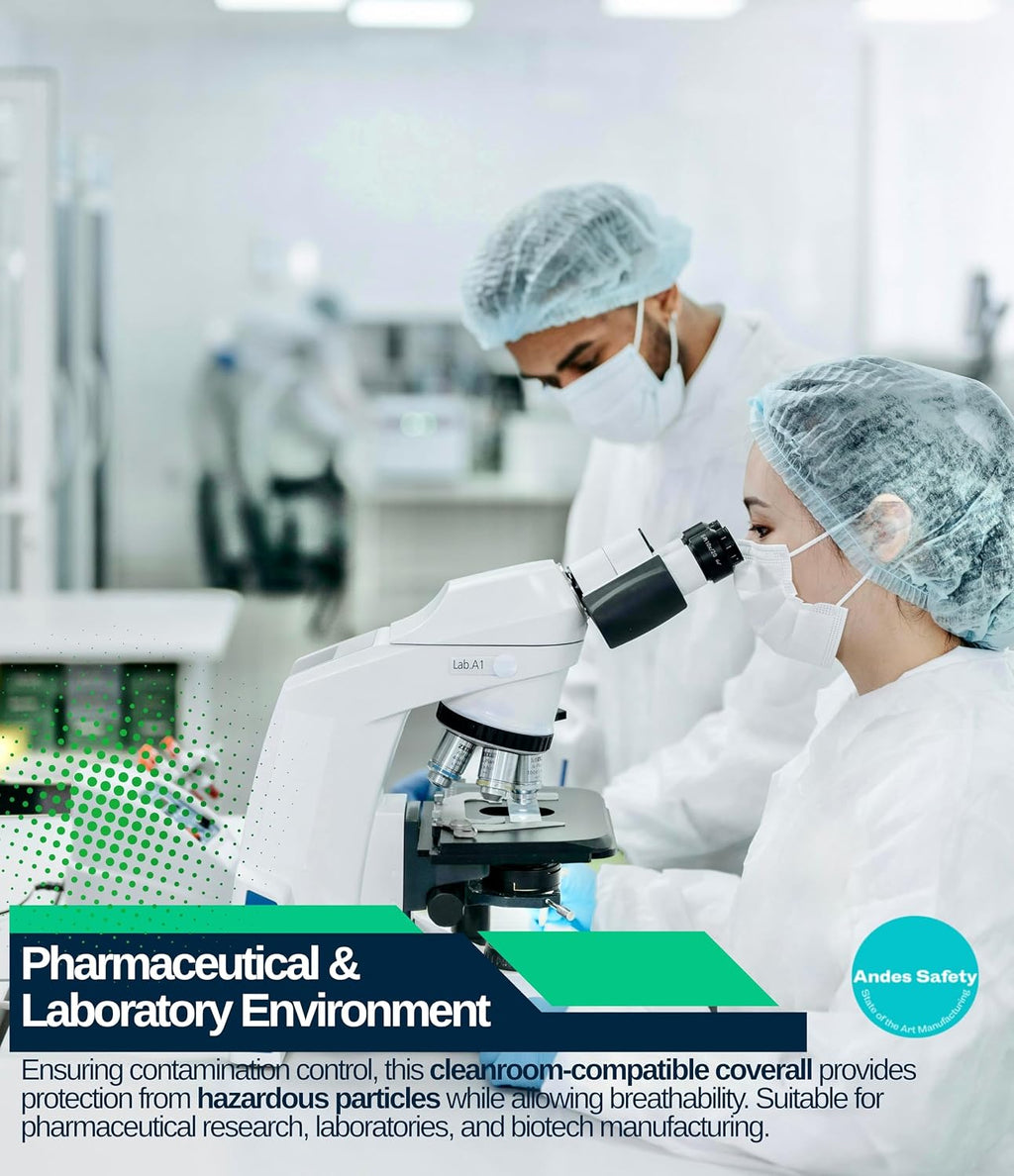 Andes 25 Hazmat Suits, Heavy Duty Paint Suits, Disposable Protective Lab Coveralls with Collar, Non-Elastic Wrists