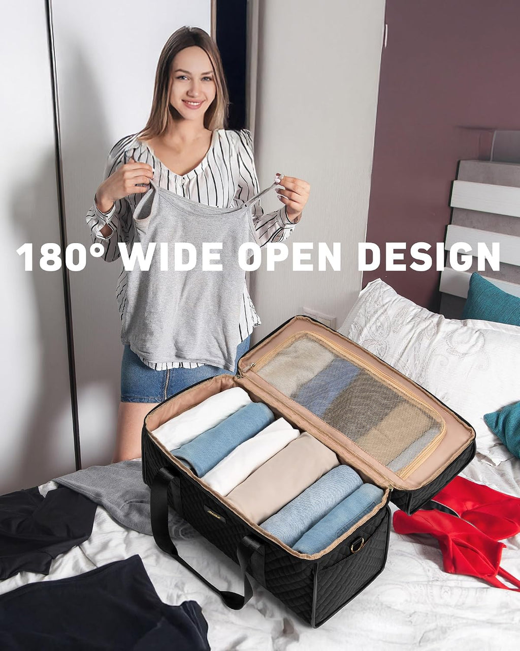 Weekender Travel Duffle Bag for Women: Overnight Bags with Shoe Compartment Carry on Bags for Airplanes with Toiletry