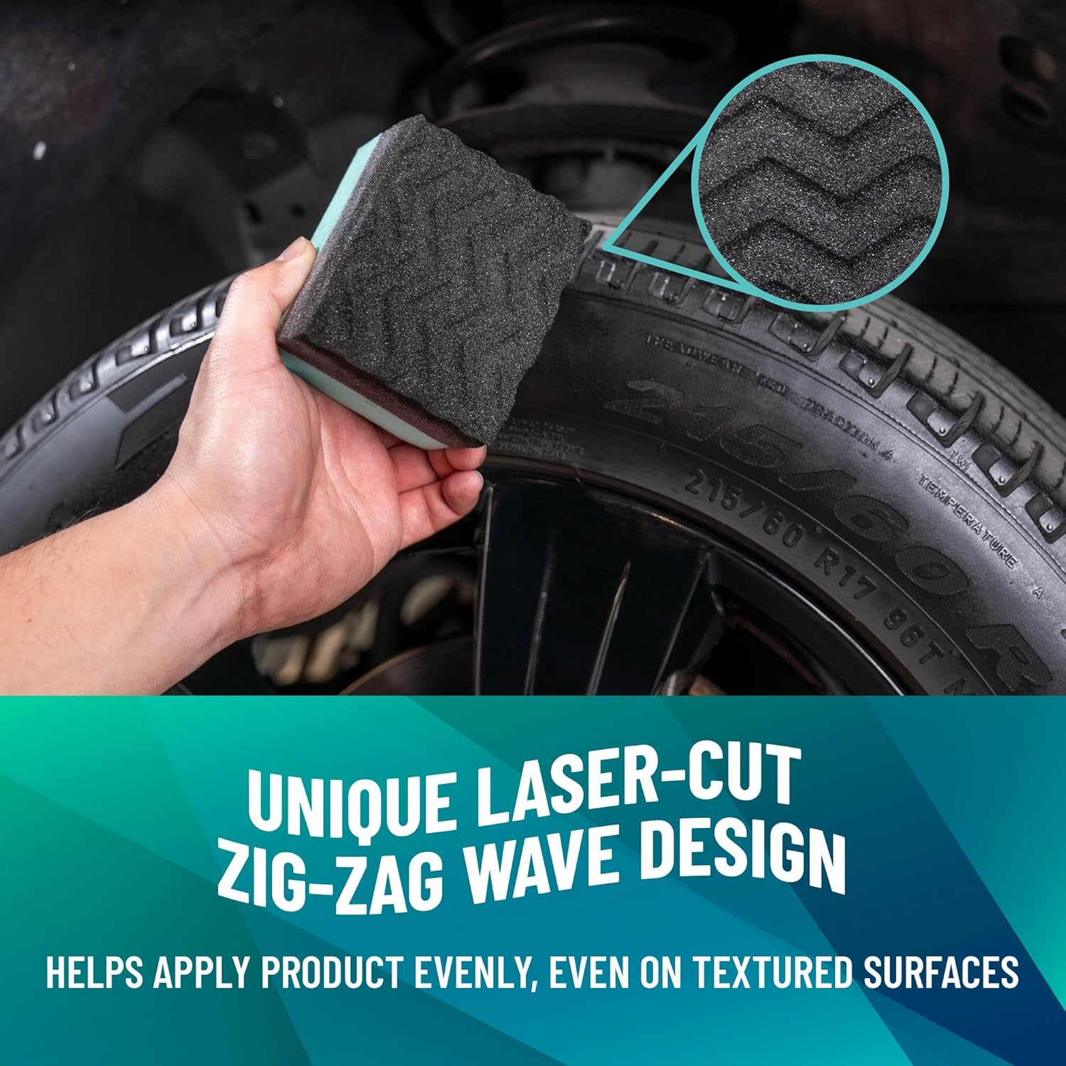 Wonder Wave Durafoam Tire Shine Applicator Foam Pads, 2 Pack | Contoured Durafoam pads hug tire sidewalls for even