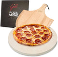 Circular Pizza Stone, 15 Inch Cordierite Stone with Wooden Peel