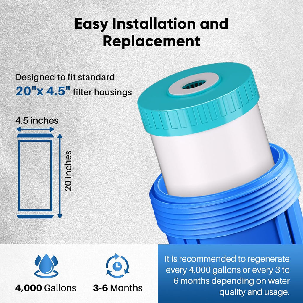 20"x4.5" Whole House Iron & Manganese Reduce Water Filter, 1 Pack