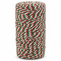 Red Green and White Cotton Twine String, 328 Feet, 2mm Thick