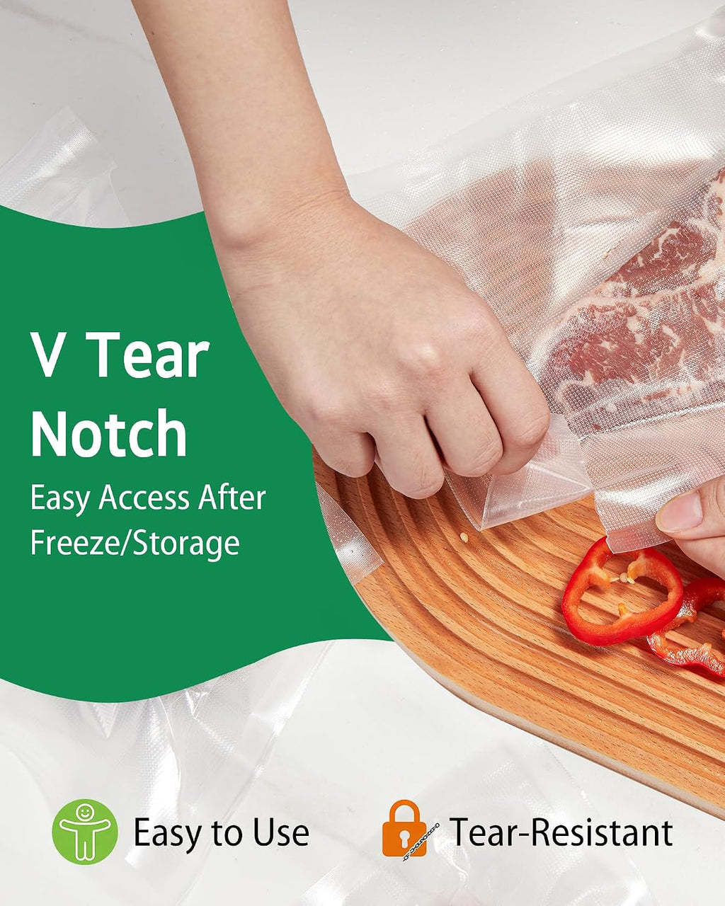 100 PCS Vacuum Sealer Bags, Gallon Size 11" x 16" Precut Seal Bags