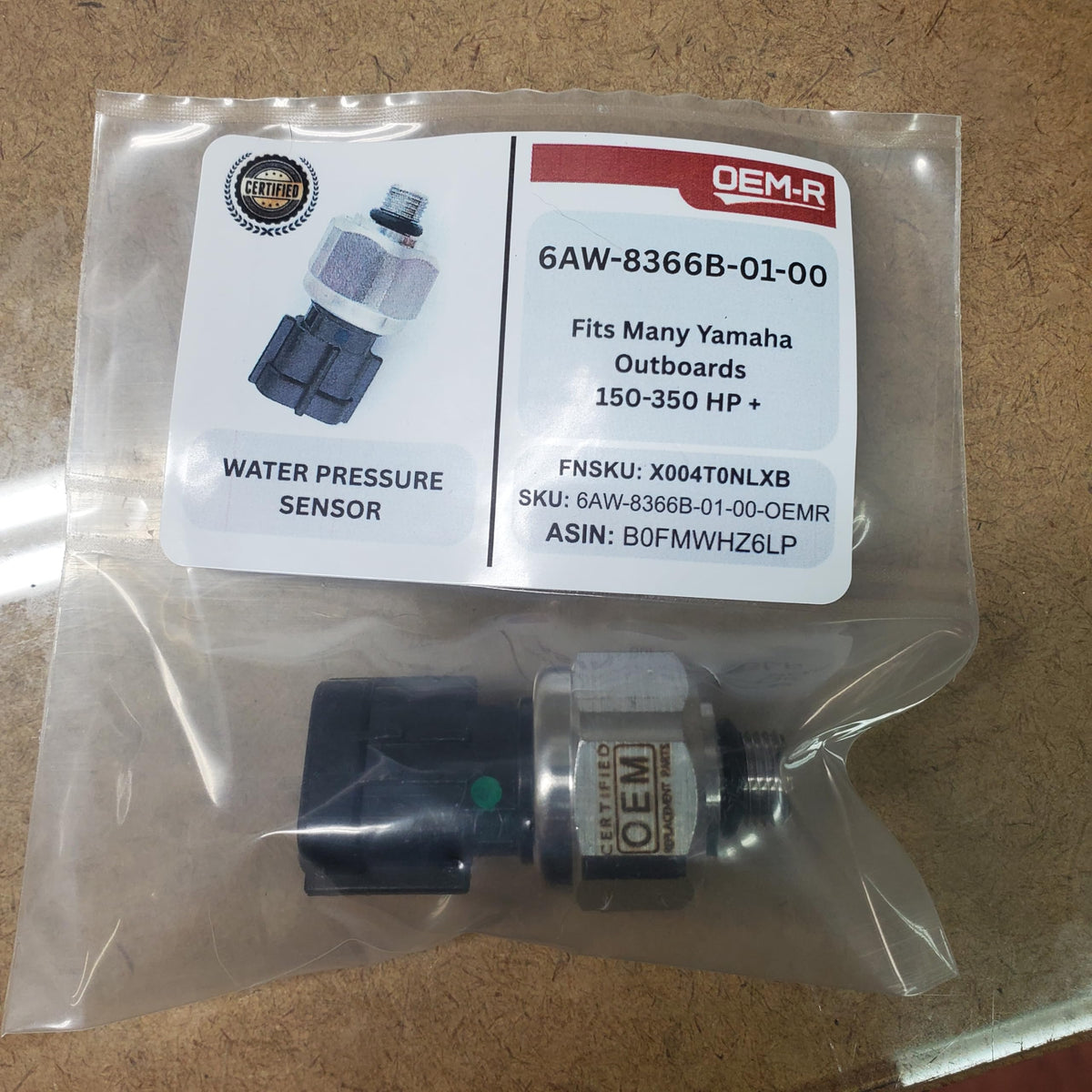 (2025 Version) Certified OEM Replacement Parts 6AW-8366B-01-00 Water Pressure Sensor 100% Guaranteed Tested -Fit Yamaha Outboards F150 F200 F225 F250 F300 F350 FL150 FL250 FL300 FL350 VF200 VF225-250