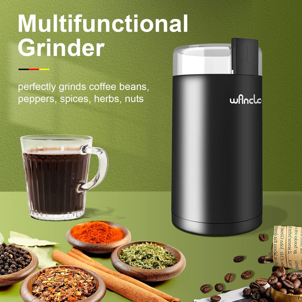 Electric Coffee Grinder, Spice Grinder, One Touch Coffee Mill for Beans, Spices and More, with Clean Brush Black
