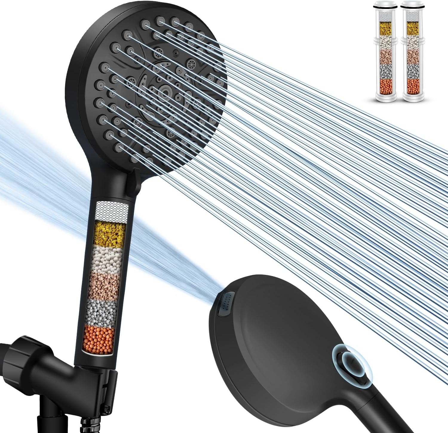 Filtered Shower Head with Handheld, High Pressure 10-Mode with Filters, Built-in Power Wash, soften hard water Remove