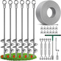 30 Inch Shed Anchor Kit, Shed Tie Down Anchor Kit, Heavy Duty Ground Anchors Screw in - 6 Pack Chrome Plated Earth