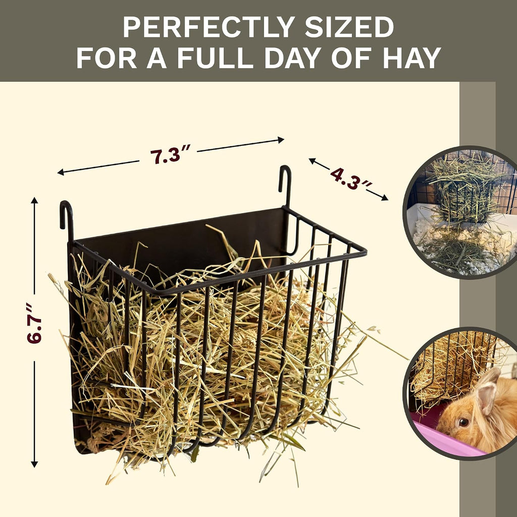 Hay Feeder for Rabbit, Guinea Pig, Bunny, Chinchilla, Heavy Duty Metal Rack Hay Holder - 7.3x4.3x6.7 inch