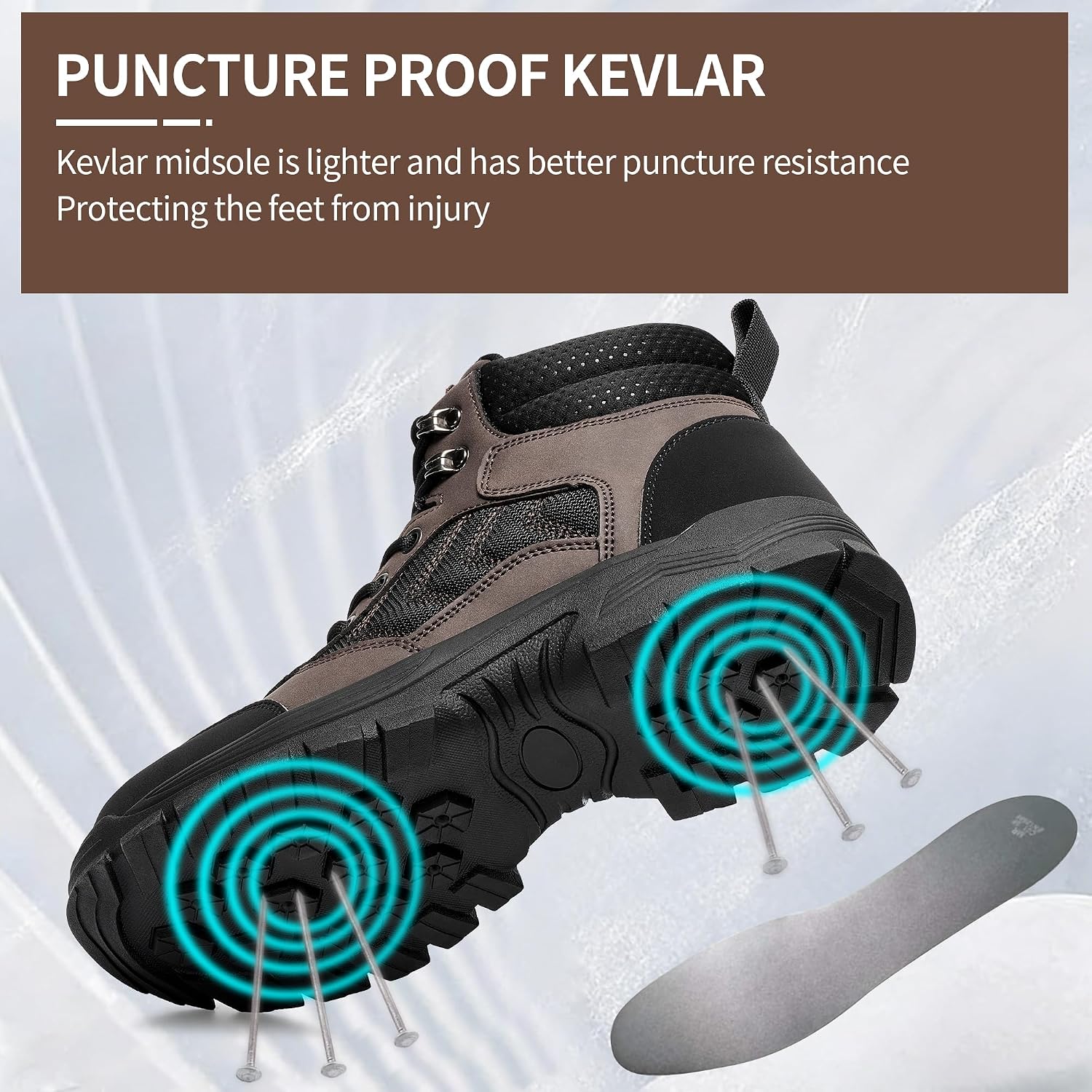 Mens Steel Toe Work Boots Comfortable Slip Resistant Safety Boot Durable Waterproof Lightweigh Construction Shoes