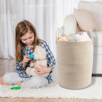 Woven Cotton Rope Laundry Basket, 15" x 20" Laundry Hamper, Oatmeal