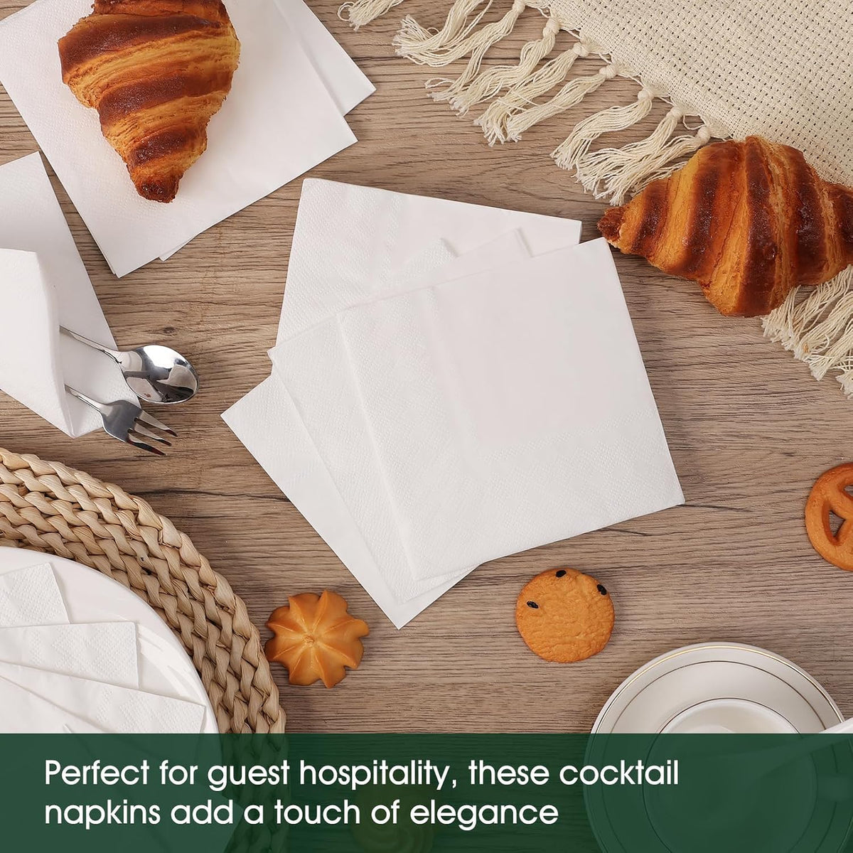 150 Count Disposable White Cocktail Beverage Napkins for Party Bar