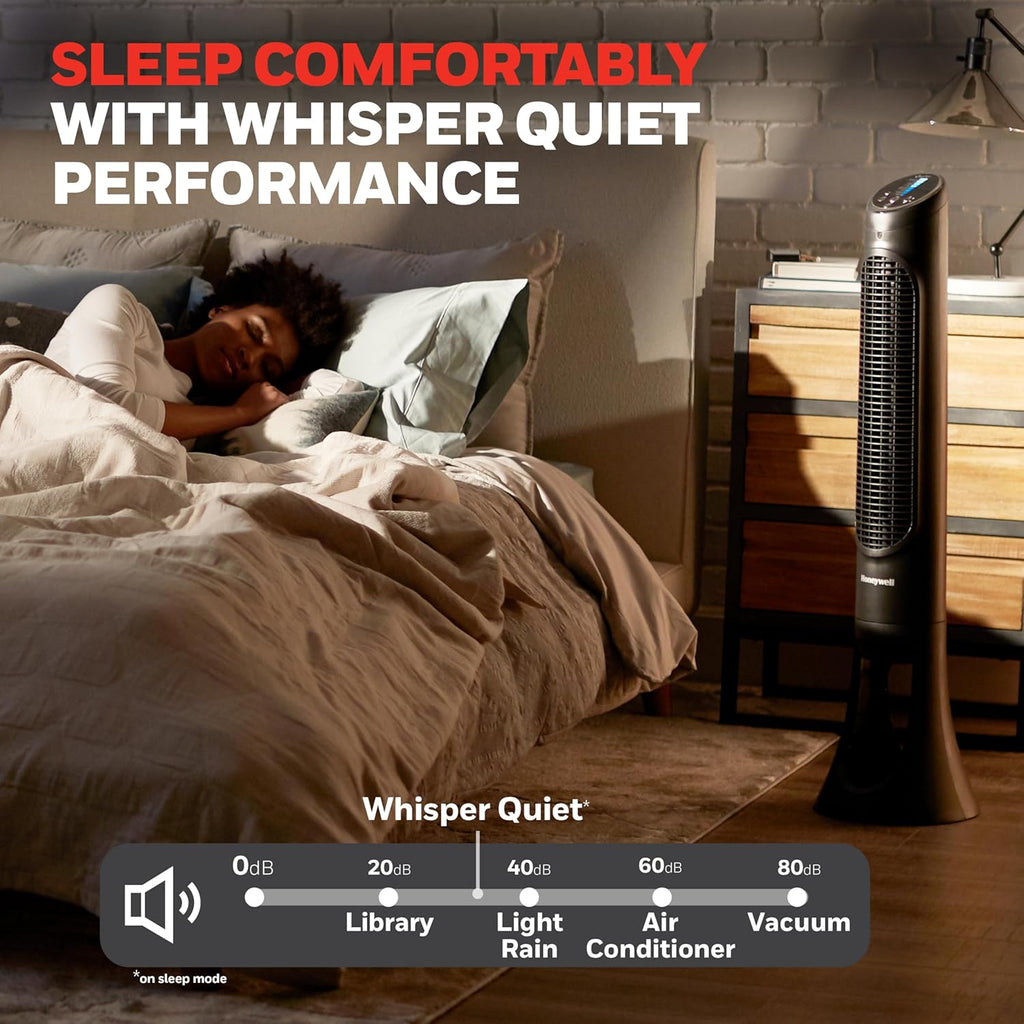 QuietSet Whole Room Tower Fan, Oscillating Tower Fan with Remote, Black, HYF290B | 8 Enhanced Powerful and Quiet Fan