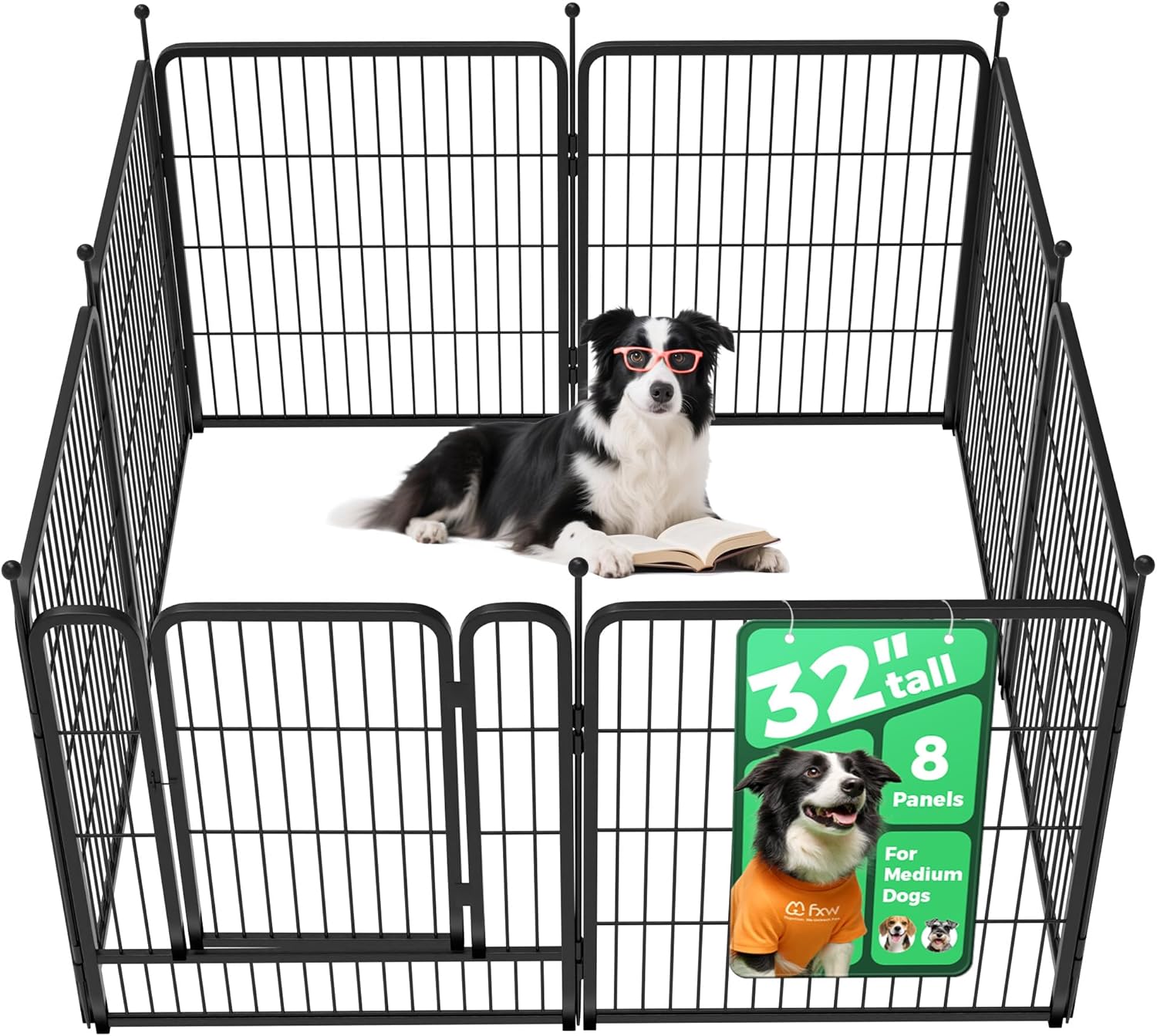 Rollick Unleashed Dog Playpen for Indoor, Yard, RV Camping, 32 inch 8 Panels for Small and Medium Dogs│Patented