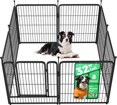 Rollick Unleashed Dog Playpen for Indoor, Yard, RV Camping, 32 inch 8 Panels for Small and Medium Dogs│Patented
