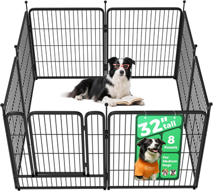 Rollick Unleashed Dog Playpen for Indoor, Yard, RV Camping, 32 inch 8 Panels for Small and Medium Dogs│Patented