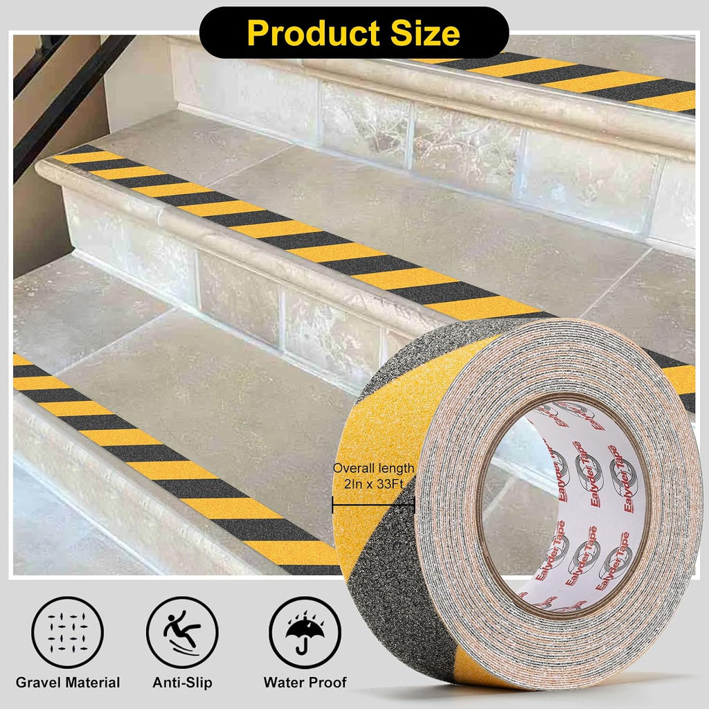 Anti Slip Tape Yellow/Black 2" x 33Ft Warning Safety Grip Tape | Yellow-black warning anti-slip tape for steps, ramps
