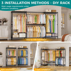 Heavy Duty Portable Closet Metal Clothes Racks Wardrobe with Shelf