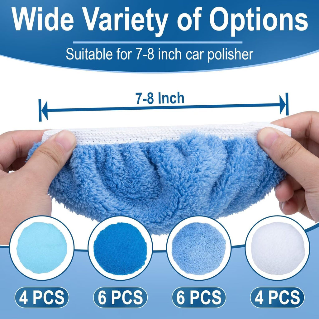20PCS Car Buffer Pads Set, 7-8 Inch Buffing Pads for Orbital Buffer