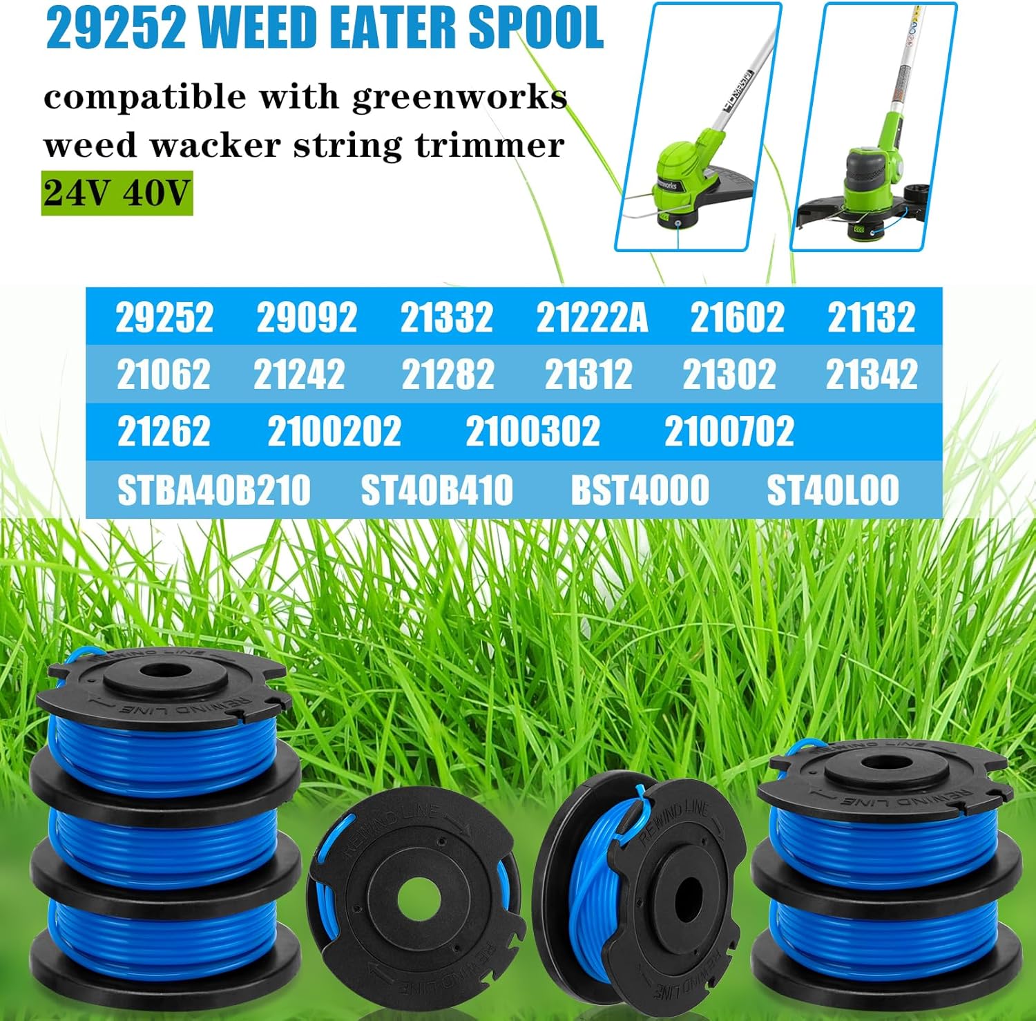 Replacement Spool for Greenworks Weed Eater String, 0.065"-16ft Line for Greenworks Weed Wacker String, Auto-Feed