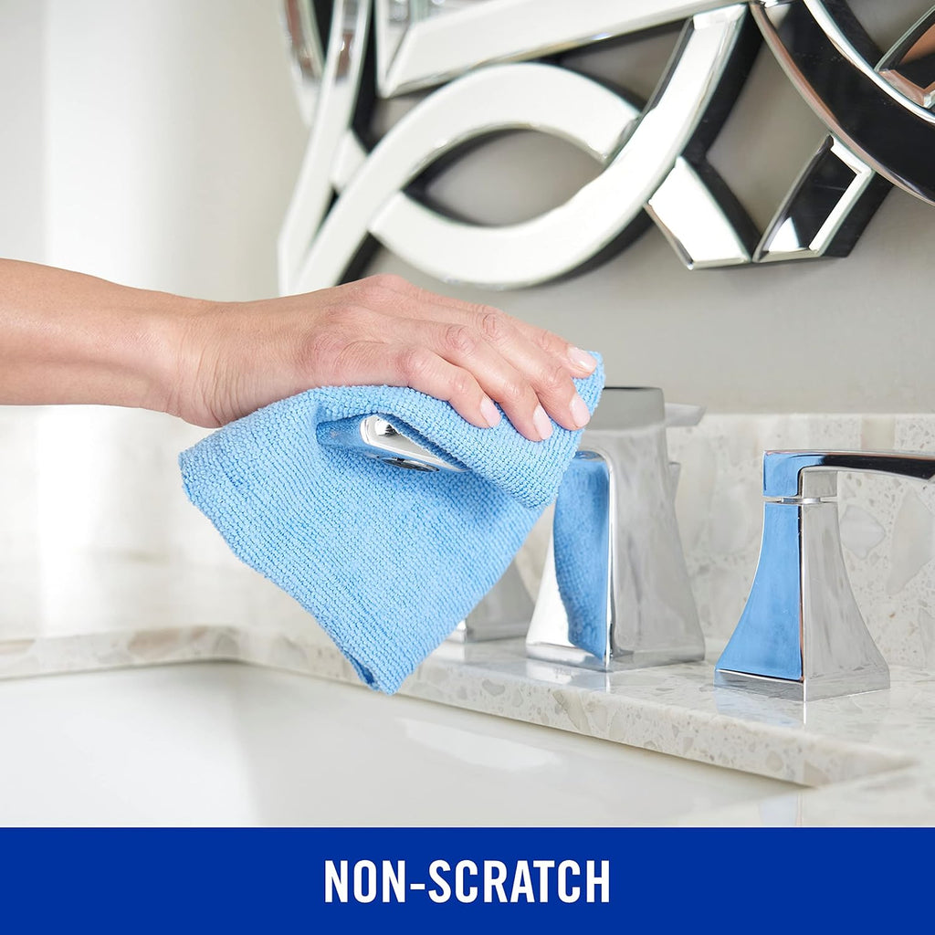 Microfiber Cleaning Cloth 14 x 14 Inches Blue Pack of 24 Washable and Reusable Ideal for Multi-Surface Indoor/Outdoor