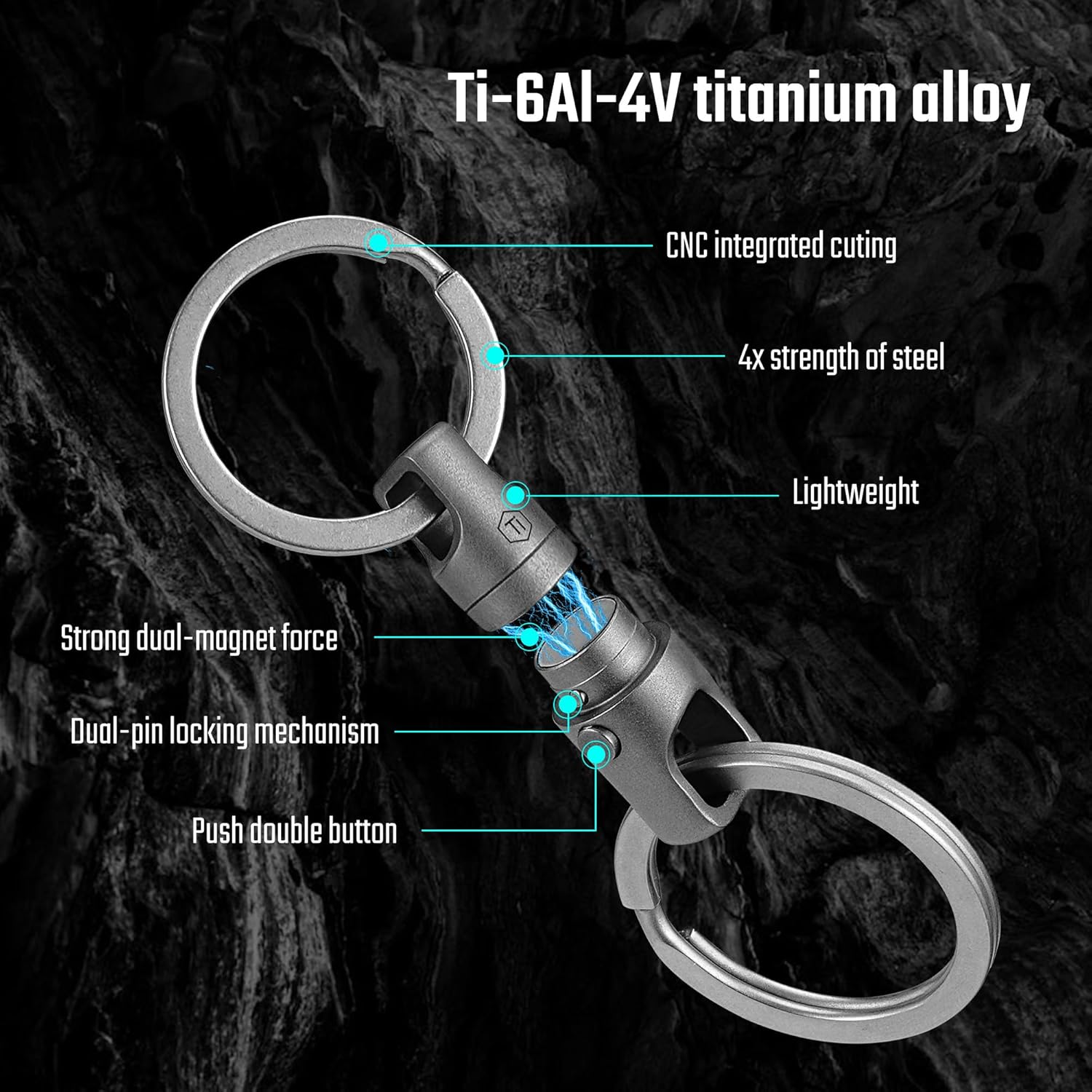 Titanium Magnetic Quick Release Keychain, One-Hand Detachable Connector for Car Keys, USB Drives and EDC, Gear, KA45