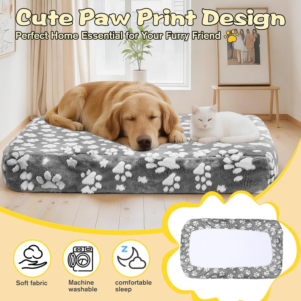 Waterproof Dog Bed Covers Replacement Soft Washable Reversible Dog Bed Sheets with Elastic Band and Lovely Print for