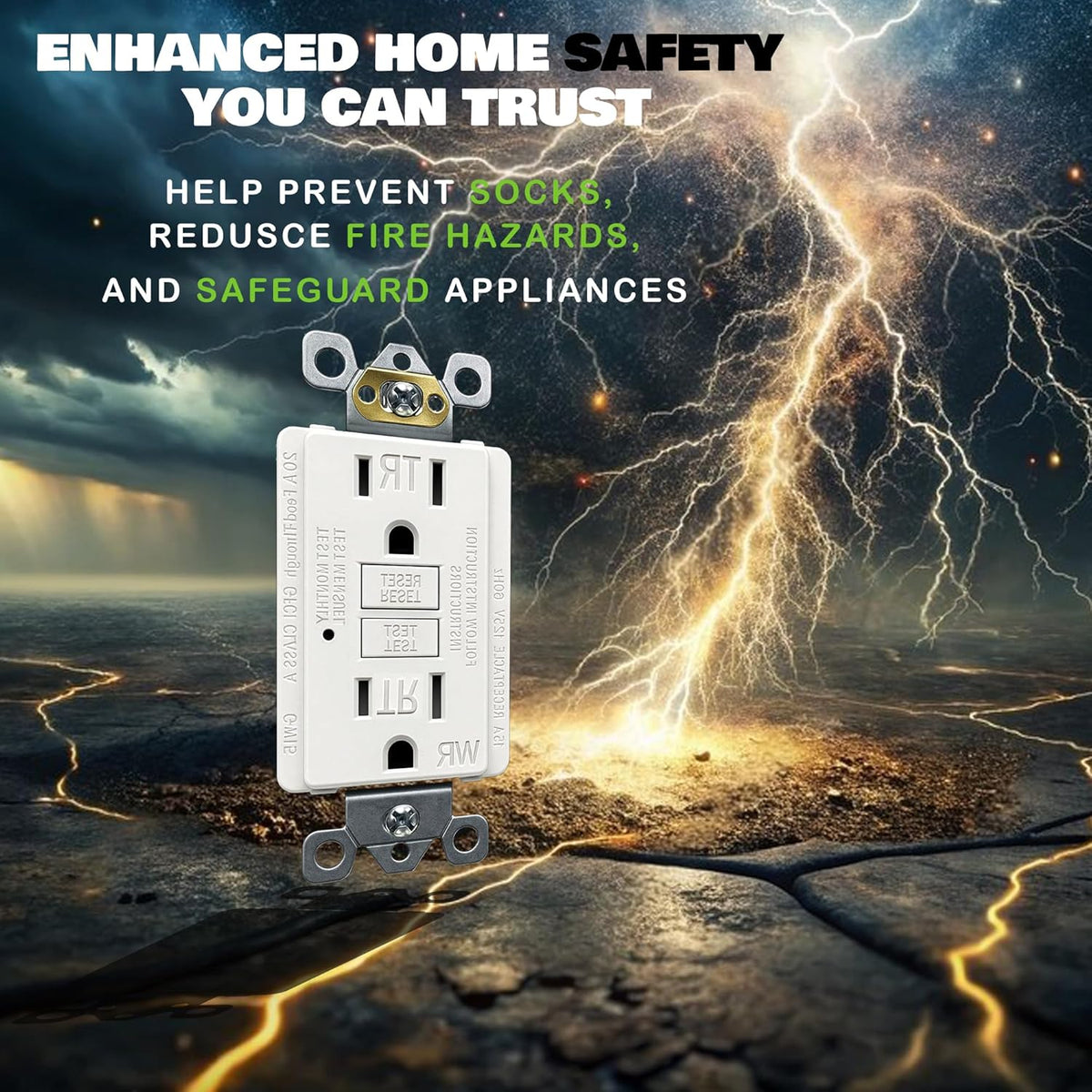 (15 AMP-1 Pack)LOONAVA GFCI Outlet WR White – Tamper Resistant, Weather Resistant GFI Receptacle with Self-Test, LED