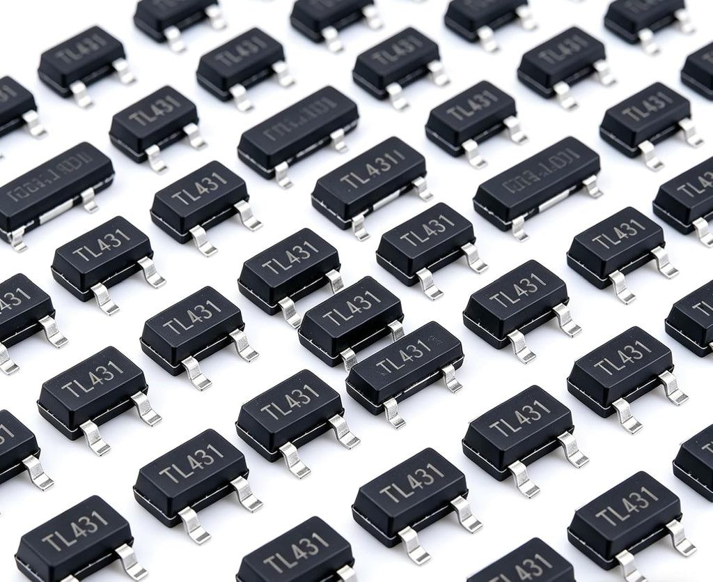 100PCS TL431 Adjustable Precision Shunt Regulator IC, SOT-23 SMD, 2.5V-36V Adjustable Output, 37V Working Voltage, ±1% Voltage Reference