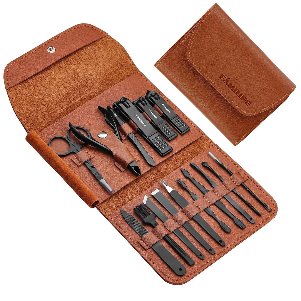 Gifts for Men, Manicure Set Clippers Manicure Kit Nail Clipper Sets 16pcs Mens Grooming Kits Professional Stainless