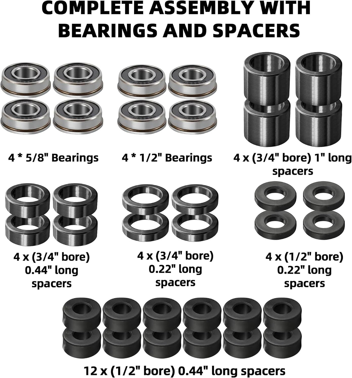 (2 Pack) 13x5.00-6 Flat Free Front Tire and Wheel Assembly, Solid Riding Lawn Mower Wheels, 3"-6" Offset Hub