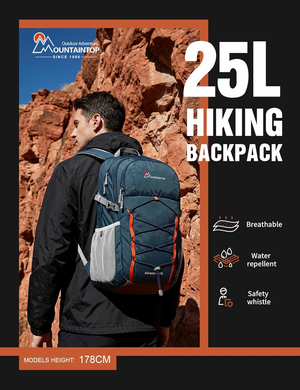 Hiking Backpack,20L/25L/40L Lightweight Travel Backpack with Rain Cover for Outdoor Backpacking, Camping