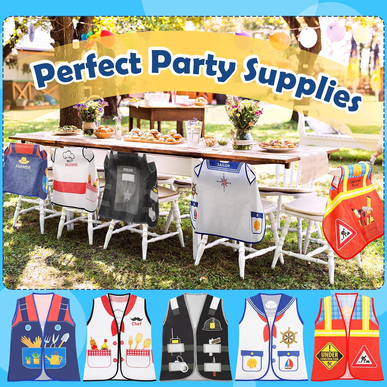 10 Pcs Kids Community Helper Dress Up Vest Career Cosplay Cloth Toddlers Occupation Pretend Play Costume (3-5 Years)