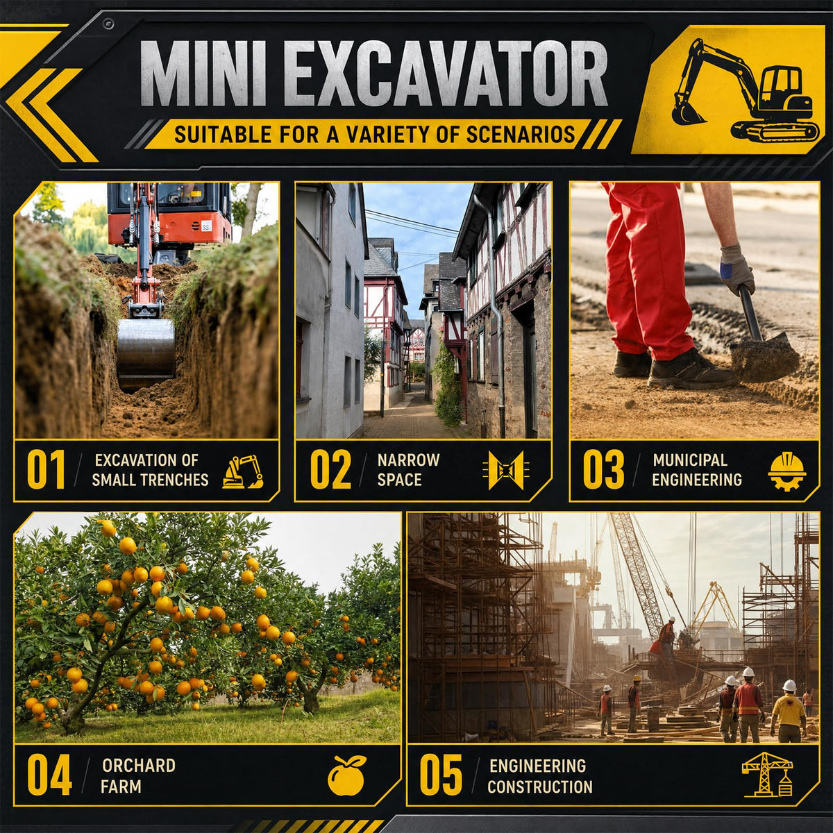 2650lb Mini Excavator with 13.5HP Gas Engine (White1)