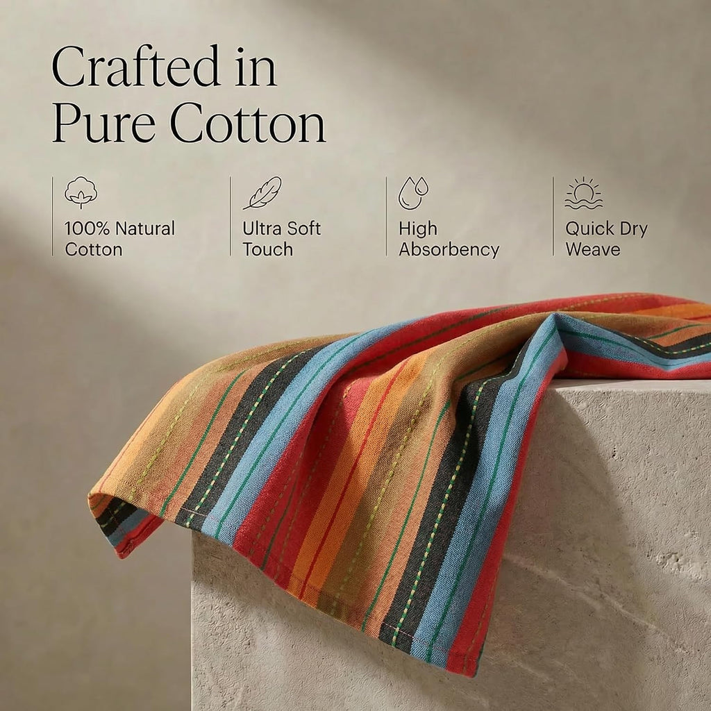 Kitchen Towels 100% Cotton Dish Towels for Kitchen (Set of 6) 20"x30" Highly Absorbent Kitchen Linen Set with Hanging