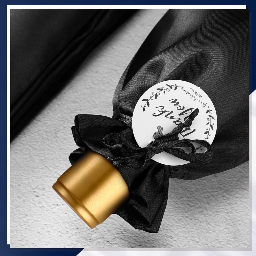 12 Pcs Black Satin Wine Gift Bags, Gift Giving