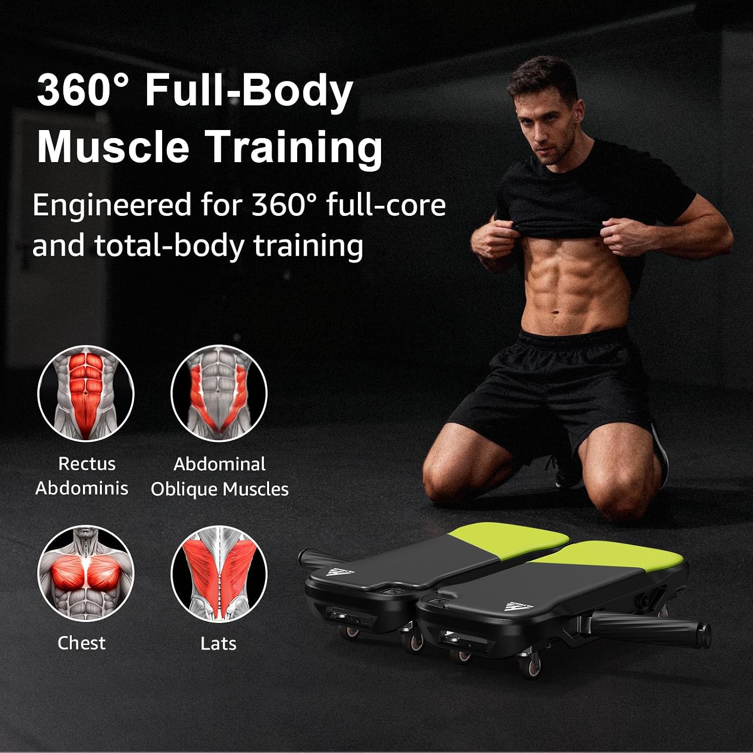 Upgrade Ab Roller Wheel Detachable Abdominal Wheel With 360° for Core Workout, Multi-Directional Abs Roller Board For