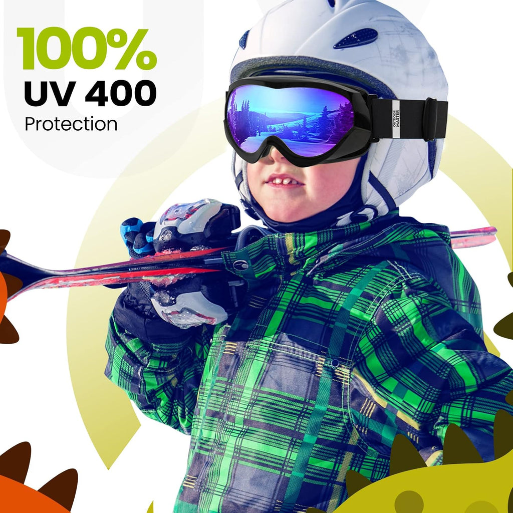 Lollipop Kids Ski Goggles UV Protection Snow Goggles | Anti-Fog Coating, Helmet-Compatible, Adjustable Strap