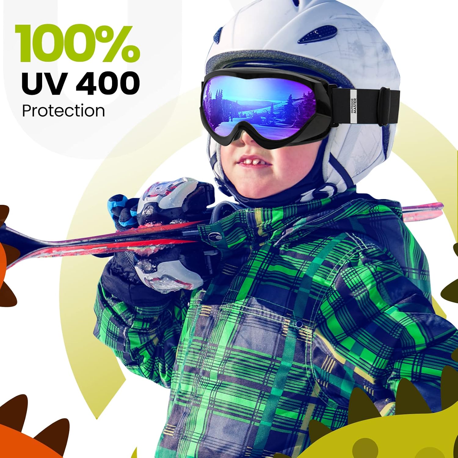 Lollipop Kids Ski Goggles UV Protection Snow Goggles | Anti-Fog Coating, Helmet-Compatible, Adjustable Strap
