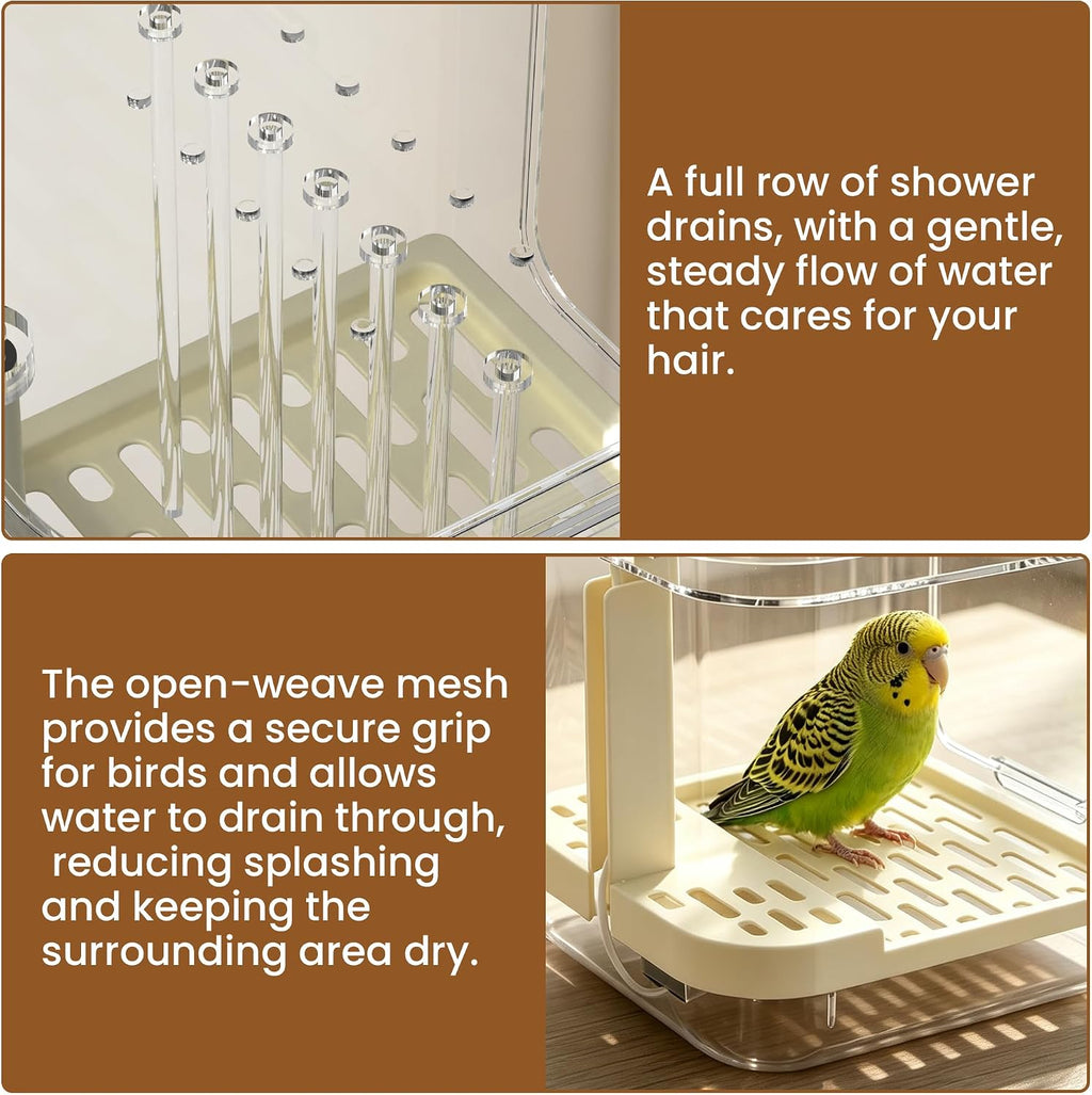 Automatic Bird Bath with Pump for Cage-Indoor Parakeet Bath Shower
