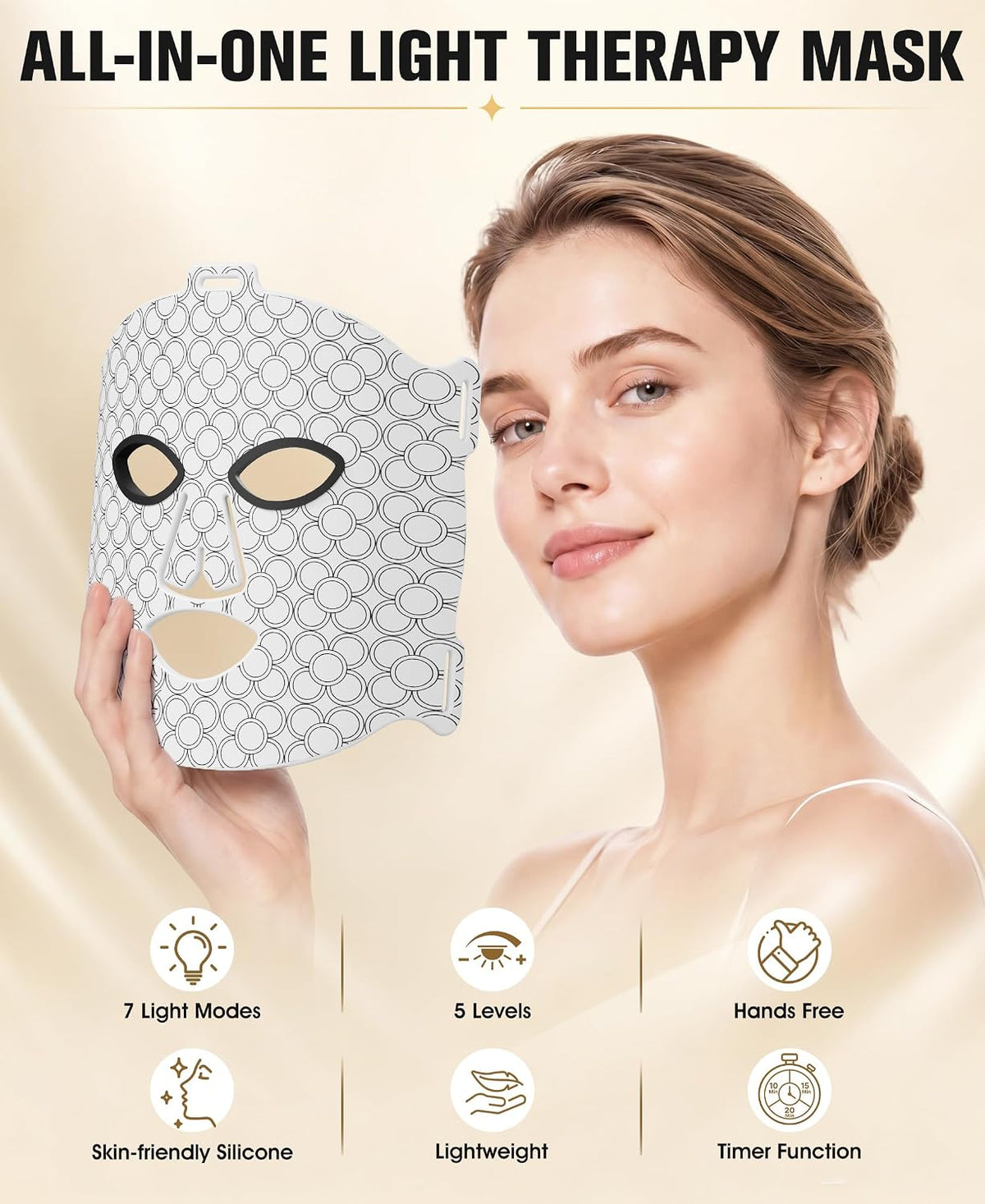 Red Light Therapy for Face, 6000mAh Rechargeable LED Face Mask