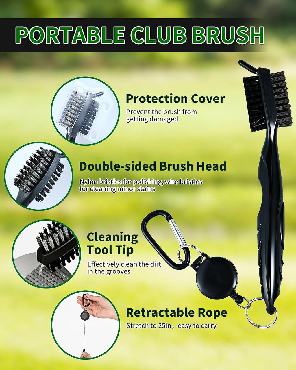 Golf Essentials Kit | Must Have Golf Accessories - Golf Water Brush, Golf Towel, Golf Club Brush, Golf Ball Marker