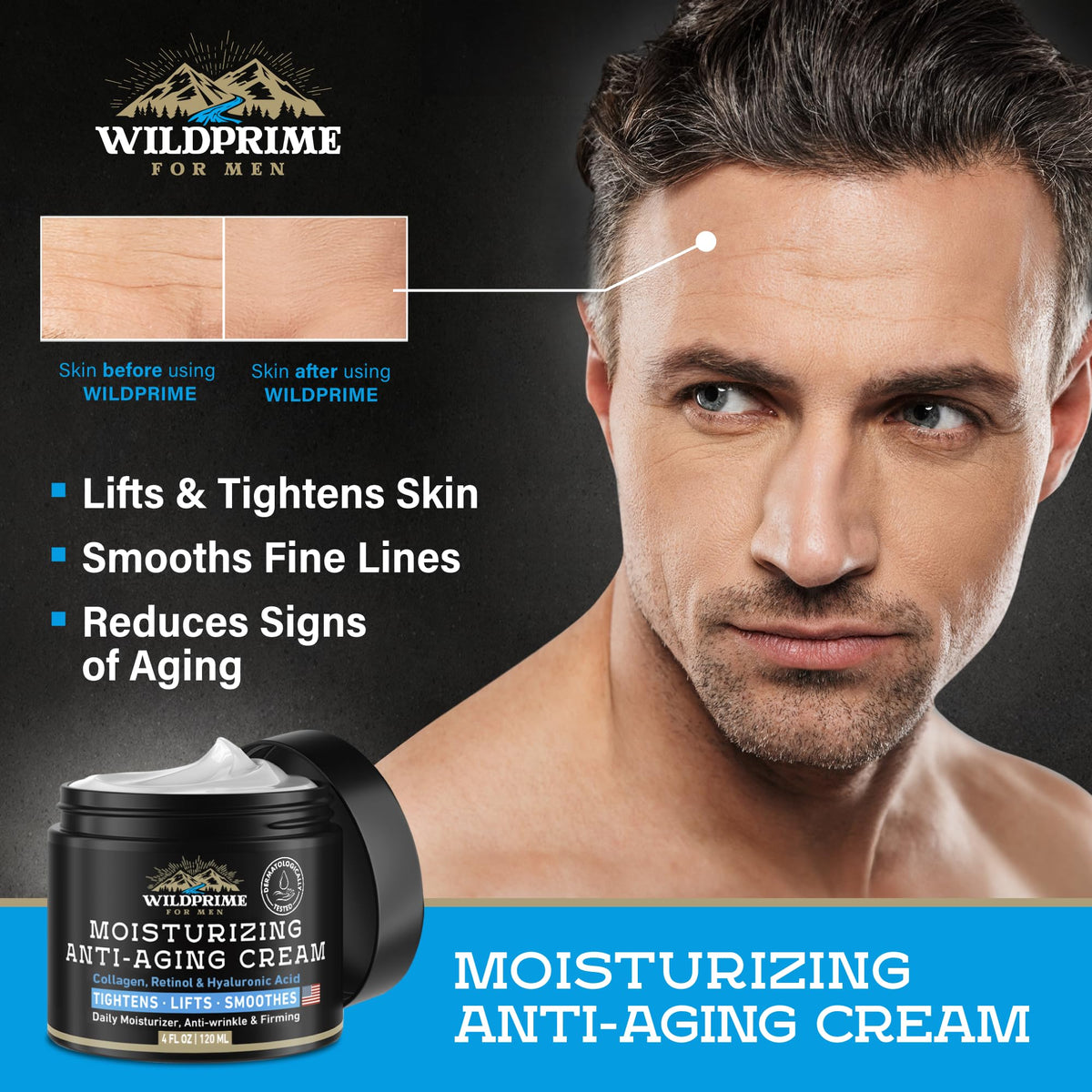Men's Face Moisturizer Cream - Anti Aging & Wrinkle - Made in USA - 4 oz