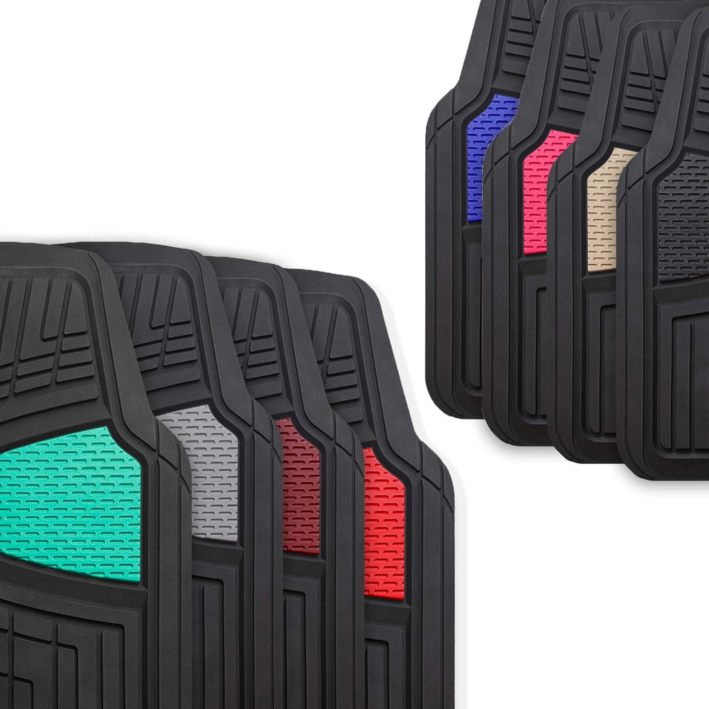 Automotive Floor Mats - Heavy-Duty Rubber Floor Mats for Cars, Universal Fit Full Set, Climaproof & Trimmable Floor
