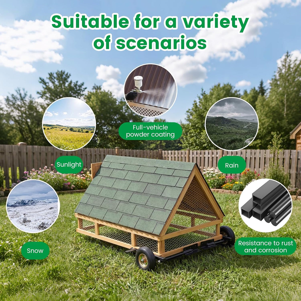Chicken Coop Wheel Kit with Lift Assist Handle