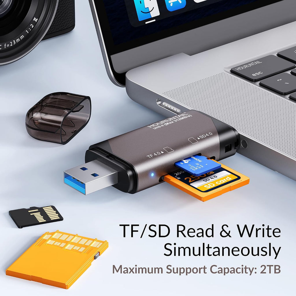 USB Type C SD&TF 4.0 Card Reader, 3.0 3.1 High-Speed UHS-II Dual Slot | External Memory Adapter SDXC, SDHC, MicroSD