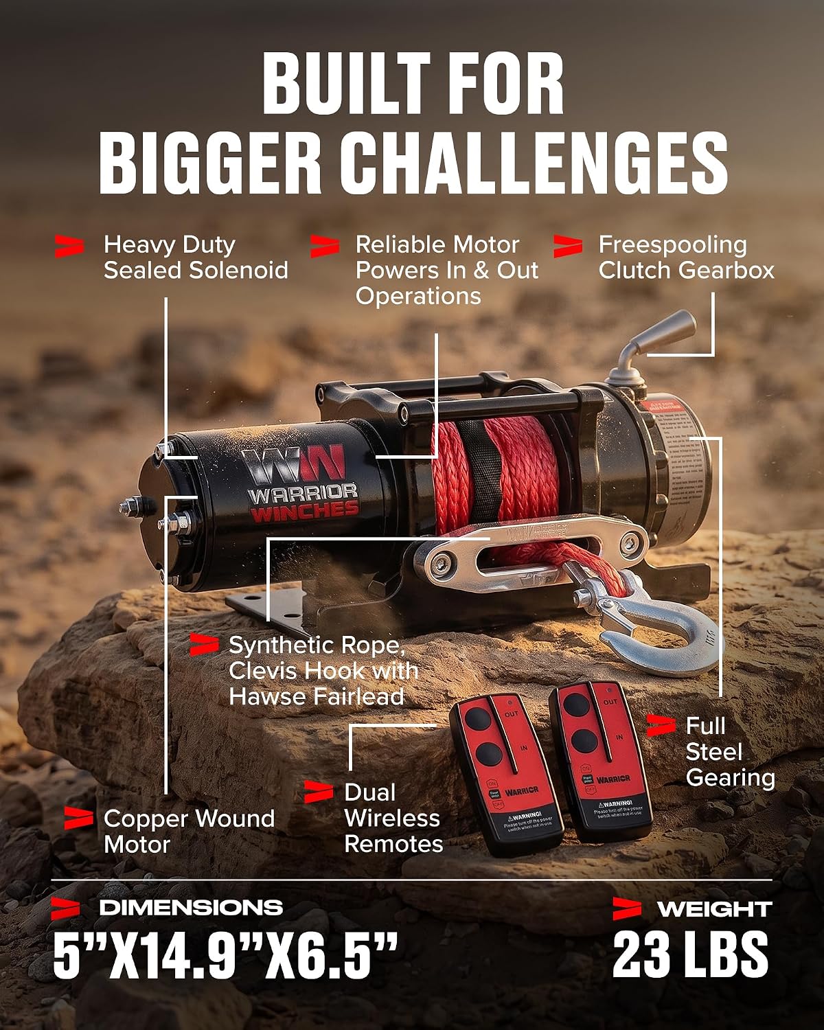 Ninja 4500 lbs - Premium 12V Electric ATV UTV Winch with Synthetic Rope, Wireless Remote Control, Heavy Duty Motor