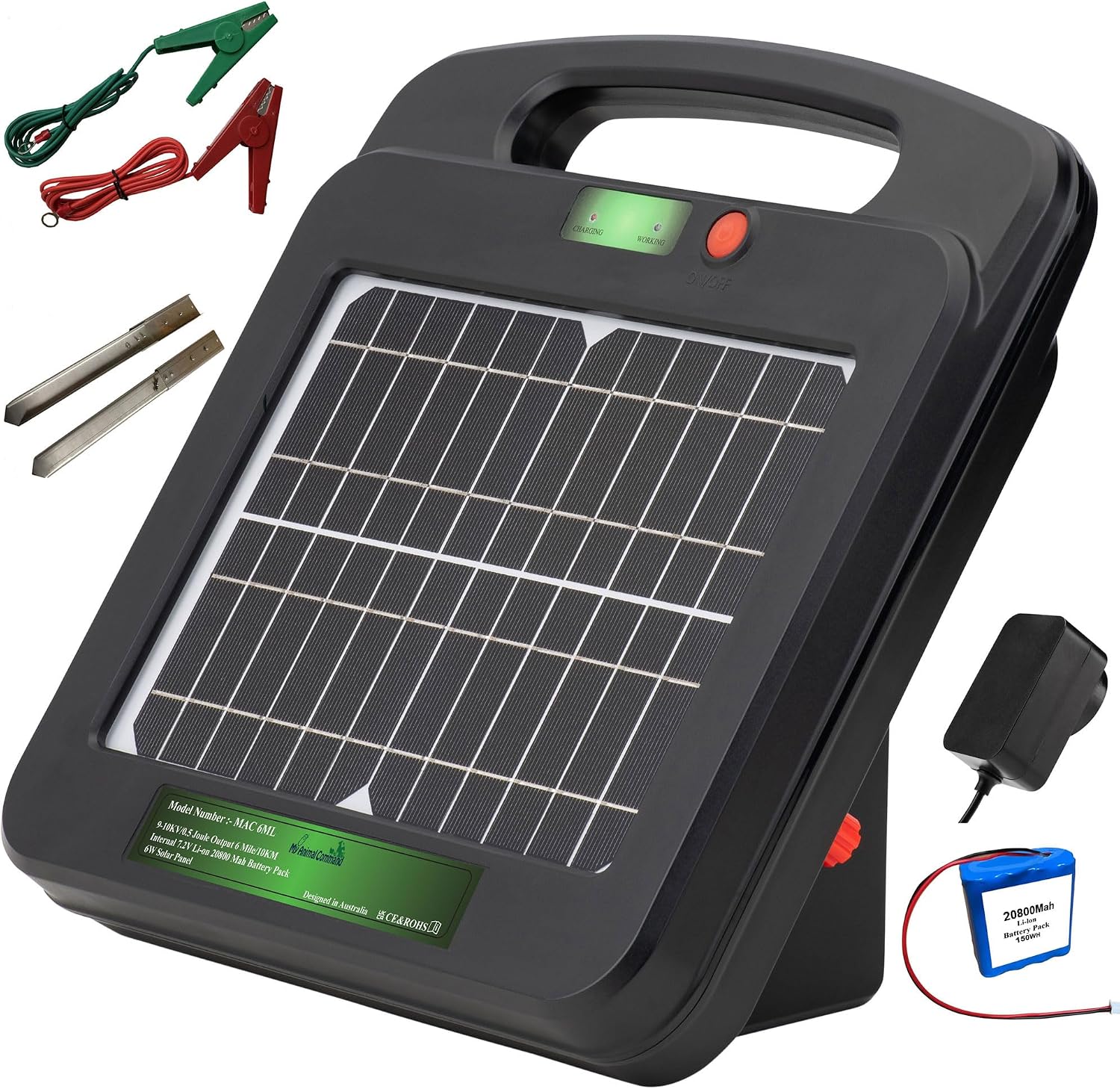 Solar Power Electric Fence Energizer Charger 0.5 Joules